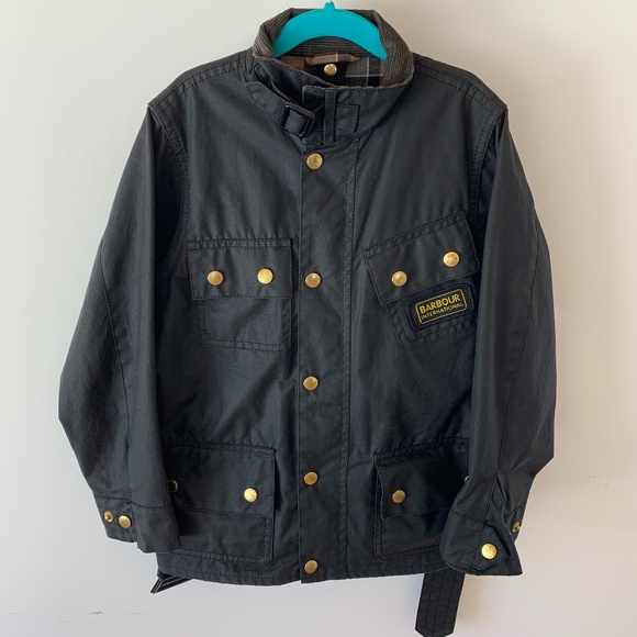 BARBOUR INTL BOYS/GIRLS WAXED JACKET/RAINCOAT